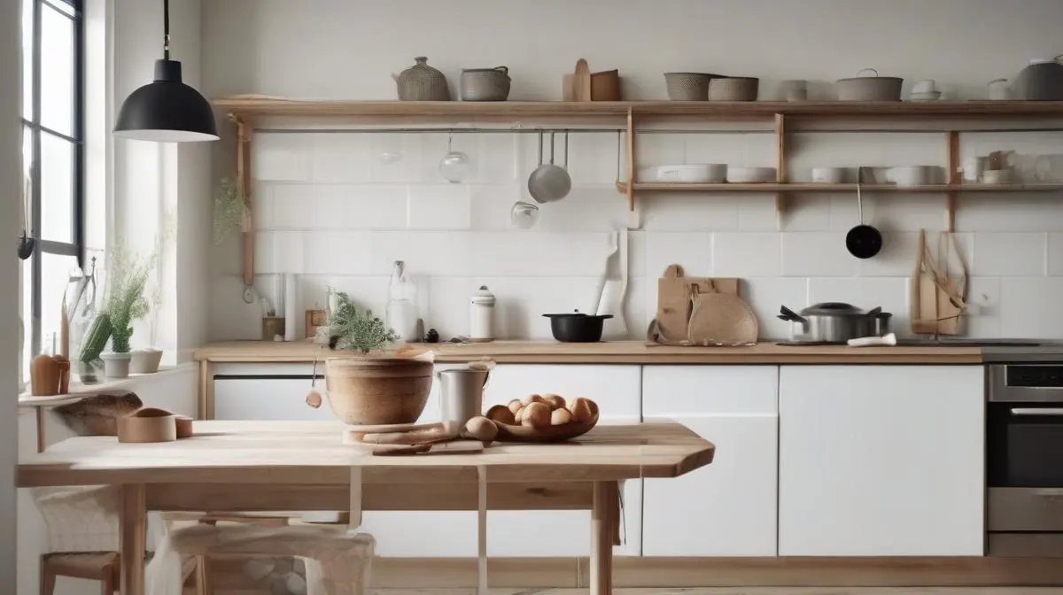 Nordisk køkken med energibesparende elementer