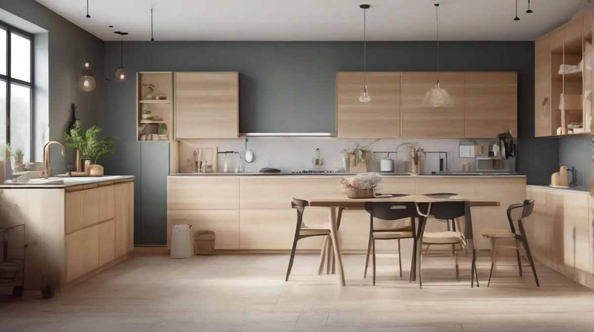 Kodin energiatehokas sisustus, jossa näkyy älypistorasia, eristysmateriaalit ja energiansäästövinkit