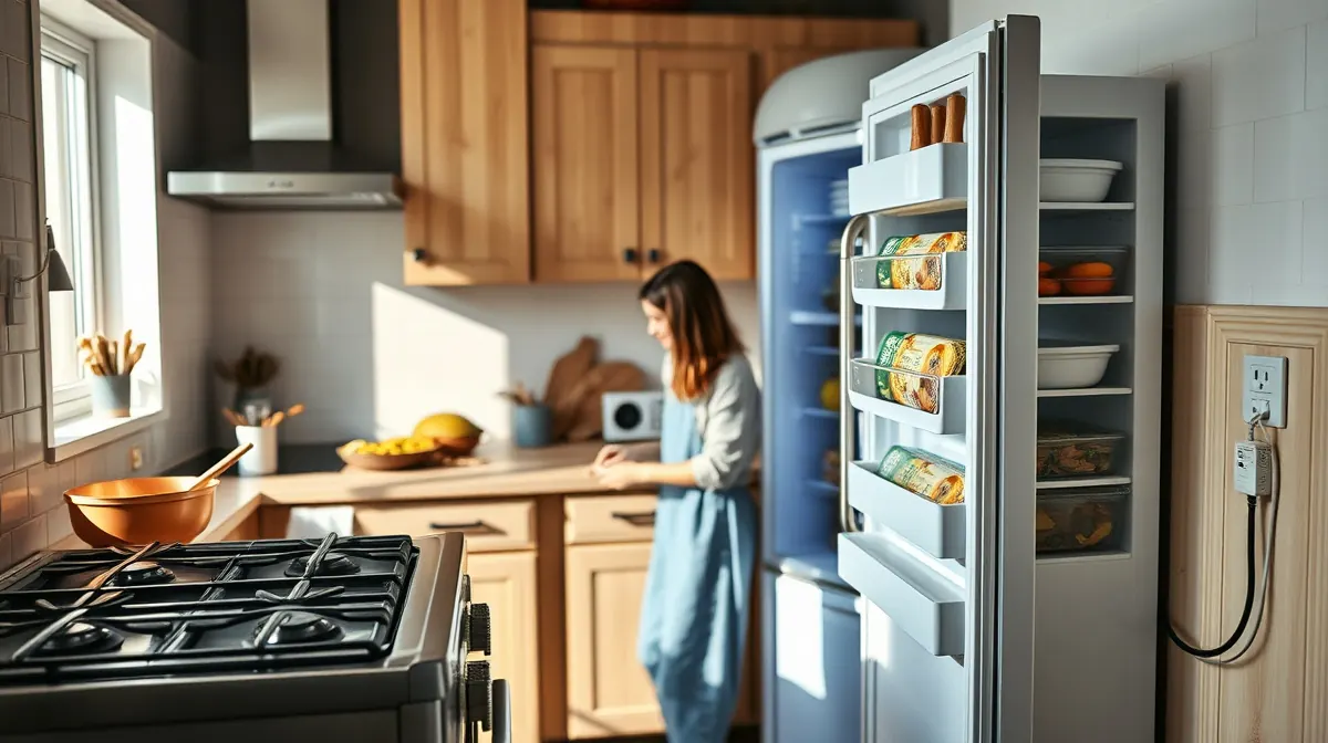 Nordisk køkken med energieffektive apparater og lavt energiforbrug